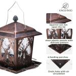 Kingsyard Metal Bird Feeder for Outdoor Hanging - Unique Design Wild Bird Hopper Feeder with 4 Perches and Rainproof Roof, Antique Copper