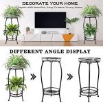 MOCORY Plant Stand Indoor Outdoor 2 Tier 27" Tall Metal Potted Holder Flower Pot Stand Heavy Duty Plant Shelf Rustproof Iron Multiple Plant Round Supports Rack for Planter Corner Garden Balcony Patio
