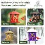 Kingsyard Metal Bird Feeder for Outdoor Hanging - Unique Design Wild Bird Hopper Feeder with 4 Perches and Rainproof Roof, Antique Copper