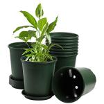 Fasmov 10PCS 1 Gallon Durable Nursery Pot Garden Flower Pots Nursery Plant Container Kit with 10 Pcs Matching Pallets