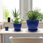 RooTrimmer 7.5/6.5/5.5/4.9/4.2/3.5 Inch Plant Pots with Saucers & Drain Holes - Indoor/Outdoor Flower Pots for Succulents, Herbs, Cactus - Modern Lightweight Durable Planter Set, Blue