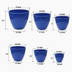 RooTrimmer 7.5/6.5/5.5/4.9/4.2/3.5 Inch Plant Pots with Saucers & Drain Holes - Indoor/Outdoor Flower Pots for Succulents, Herbs, Cactus - Modern Lightweight Durable Planter Set, Blue