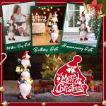 twinbling Christmas Gnome Statue with Solar Lights Garden Sculptures Funny Triple Gnome Outdoor Patio Lawn Yard Balcony Home Decor Birthday Gift for Woman Grandma 12 in Garden Gnome