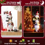 twinbling Christmas Gnome Statue with Solar Lights Garden Sculptures Funny Triple Gnome Outdoor Patio Lawn Yard Balcony Home Decor Birthday Gift for Woman Grandma 12 in Garden Gnome