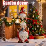 twinbling Christmas Gnome Statue with Solar Lights Garden Sculptures Funny Triple Gnome Outdoor Patio Lawn Yard Balcony Home Decor Birthday Gift for Woman Grandma 12 in Garden Gnome