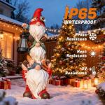 twinbling Christmas Gnome Statue with Solar Lights Garden Sculptures Funny Triple Gnome Outdoor Patio Lawn Yard Balcony Home Decor Birthday Gift for Woman Grandma 12 in Garden Gnome