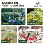 Kingsyard Large Platform Bird Feeder Outdoor Hanging, Adjustable Dome Squirrel Proof Rain Cover, Metal Mesh Tray Recycled Plastic Wild Bird Seed Feeding Station, Green