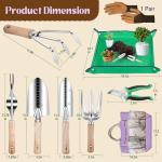 Gardening Tools Set 9-Piece Heavy-Duty Gardening Gifts for Women Mom Wife Gardening Hand Tools with Purple Floral Tote Bag and Repotting Mat, halilus Stainless Steel Garden Supplies Kit