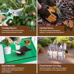 Gardening Tools Set 9-Piece Heavy-Duty Gardening Gifts for Women Mom Wife Gardening Hand Tools with Purple Floral Tote Bag and Repotting Mat, halilus Stainless Steel Garden Supplies Kit