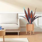 TOMBABY Enlarge Thickened Wind Resistant Metal Agave Garden Art Metal Plant Country Sculpture Statue Outdoor Decoration Agave Metal Plant Courtyard Garden Lawn Ornament Gift (1, 12 Leaves Blue)