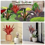 TOMBABY Enlarge Thickened Wind Resistant Metal Agave Garden Art Metal Plant Country Sculpture Statue Outdoor Decoration Agave Metal Plant Courtyard Garden Lawn Ornament Gift (1, 12 Leaves Blue)