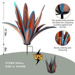 TOMBABY Enlarge Thickened Wind Resistant Metal Agave Garden Art Metal Plant Country Sculpture Statue Outdoor Decoration Agave Metal Plant Courtyard Garden Lawn Ornament Gift (1, 12 Leaves Blue)