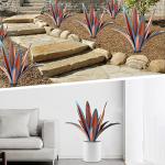 TOMBABY Enlarge Thickened Wind Resistant Metal Agave Garden Art Metal Plant Country Sculpture Statue Outdoor Decoration Agave Metal Plant Courtyard Garden Lawn Ornament Gift (1, 12 Leaves Blue)