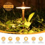 Gardencoin Solid Brass Low Voltage Pathway Lights (6.7'' Shade, 21.9'' Tall), 12V AC/DC Heavy Duty LED Landscape Path Lights Outdoor Wired, Antique Bronze Walkway Lights with Larger Stake, 4-Pack