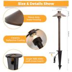 Gardencoin Solid Brass Low Voltage Pathway Lights (6.7'' Shade, 21.9'' Tall), 12V AC/DC Heavy Duty LED Landscape Path Lights Outdoor Wired, Antique Bronze Walkway Lights with Larger Stake, 4-Pack