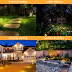 Gardencoin Solid Brass Low Voltage Pathway Lights (6.7'' Shade, 21.9'' Tall), 12V AC/DC Heavy Duty LED Landscape Path Lights Outdoor Wired, Antique Bronze Walkway Lights with Larger Stake, 4-Pack