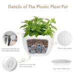 WSMKSZ 12 Inch Large Plant Pots for Indoor or Outdoor Plants, Wide Water Ripples Flower Pots with Drainage Holes & Saucer, Plastic Planters Set for Garden & Home Decor (White)