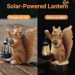 Elegondrar Solar Squirrel Garden Statue Outdoor Decor, Squirrel Sculpture with Lantern for Yard Lawn Patio Balcony, Christmas Birthday Housewarming Gifts for Mom, Grandma, Women, Brown,Resin