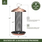 Kingsyard Finch Feeders for Outdoors Hanging, Metal Mesh Tube Bird Feeder for Nyjer/Thistle Seed, 2.5 lbs Large Capacity (Antique Copper)