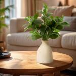 Amore Florals 16" Artificial Eucalyptus Stems Potted Plant Indoor Fake Plants - Realistic Greenery with Vase, Small Artificial Office Desk Plants in Pots for Home Decor Weddings Centerpieces