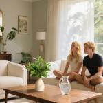 Amore Florals 16" Artificial Eucalyptus Stems Potted Plant Indoor Fake Plants - Realistic Greenery with Vase, Small Artificial Office Desk Plants in Pots for Home Decor Weddings Centerpieces