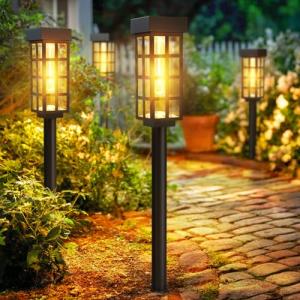 PASAMIC 24" Solar Pathway Lights Outdoor, 8 Pack Bright Garden Light with Auto On/Off, IP65 Solar Lights Outdoor Waterproof, Garden Landscape Lighting for Yard, Patio, Walkway, Driveway