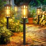 PASAMIC 24" Solar Pathway Lights Outdoor, 8 Pack Bright Garden Light with Auto On/Off, IP65 Solar Lights Outdoor Waterproof, Garden Landscape Lighting for Yard, Patio, Walkway, Driveway