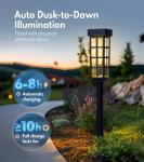 PASAMIC 24" Solar Pathway Lights Outdoor, 8 Pack Bright Garden Light with Auto On/Off, IP65 Solar Lights Outdoor Waterproof, Garden Landscape Lighting for Yard, Patio, Walkway, Driveway