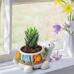 LESES Succulent Plant Pots, Turtle Planter Flower Pots with Drainage Hole, Cute Planting Pots for Cactus, Succulent Planters for Indoor Plants Home Office Garden Flower Pot Gifts for Plants Lover