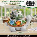 LESES Succulent Plant Pots, Turtle Planter Flower Pots with Drainage Hole, Cute Planting Pots for Cactus, Succulent Planters for Indoor Plants Home Office Garden Flower Pot Gifts for Plants Lover