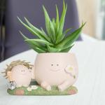 QIAOLY Cute Swing Resin Planter Pot with Drainage Cute Flower Pots for Succulents Plants Live Indoor Outdoor Planters for Houseplants Gift Large