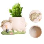 QIAOLY Cute Swing Resin Planter Pot with Drainage Cute Flower Pots for Succulents Plants Live Indoor Outdoor Planters for Houseplants Gift Large