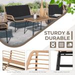 GREEN MORE 4 Piece Outdoor Patio Furniture Set, Rattan Conversation Sets, All-Weather Wicker Chairs with Cushions and Coffee Table, for Garden Balcony Courtyard Poolside
