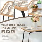 GREEN MORE 4 Piece Outdoor Patio Furniture Set, Rattan Conversation Sets, All-Weather Wicker Chairs with Cushions and Coffee Table, for Garden Balcony Courtyard Poolside