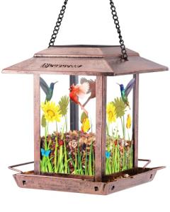 DesGully Solar Bird Feeders for Outdoors - 2.5 LBs Metal Wild Large & Small Bird Feeder for Outside Hanging, Gift Ideas for Avian Enthusiast Garden Yard Seeds (Chew-Proof, Weather Resistance)