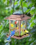 DesGully Solar Bird Feeders for Outdoors - 2.5 LBs Metal Wild Large & Small Bird Feeder for Outside Hanging, Gift Ideas for Avian Enthusiast Garden Yard Seeds (Chew-Proof, Weather Resistance)