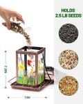 DesGully Solar Bird Feeders for Outdoors - 2.5 LBs Metal Wild Large & Small Bird Feeder for Outside Hanging, Gift Ideas for Avian Enthusiast Garden Yard Seeds (Chew-Proof, Weather Resistance)