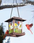 DesGully Solar Bird Feeders for Outdoors - 2.5 LBs Metal Wild Large & Small Bird Feeder for Outside Hanging, Gift Ideas for Avian Enthusiast Garden Yard Seeds (Chew-Proof, Weather Resistance)