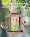 DesGully Solar Bird Feeders for Outdoors - 2.5 LBs Metal Wild Large & Small Bird Feeder for Outside Hanging, Gift Ideas for Avian Enthusiast Garden Yard Seeds (Chew-Proof, Weather Resistance)