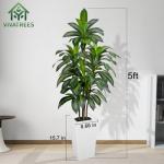VIVATREES Dracaena Tree 5FT Artificial, 60in Tall Faux Dracaena Tree with 15.7 White Planter, Fake Potted Tree for Indoor & Outdoor Home Office Decor