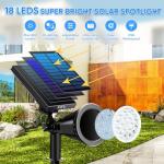 KEV 800 Lumens Solar Spot Lights Outdoor,18 LEDs Solar Flood Lights with 2 Modes &Adjustable &IPX65 Waterproof,Solar Spotlight for Driveway/Backyard/Patio Landscape/Tree/Garage(Cool White, 2 Pack)