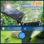 KEV 800 Lumens Solar Spot Lights Outdoor,18 LEDs Solar Flood Lights with 2 Modes &Adjustable &IPX65 Waterproof,Solar Spotlight for Driveway/Backyard/Patio Landscape/Tree/Garage(Cool White, 2 Pack)
