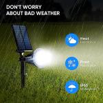 KEV 800 Lumens Solar Spot Lights Outdoor,18 LEDs Solar Flood Lights with 2 Modes &Adjustable &IPX65 Waterproof,Solar Spotlight for Driveway/Backyard/Patio Landscape/Tree/Garage(Cool White, 2 Pack)