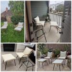 PORWEY 5 Piece Patio Furniture Set, Outdoor Wicker Small Conversation Bistro Set, All-Weather PE Rattan Chairs with Ottoman & Coffee Table, Ideal for Balcony Porch Deck Yard Poolside (Yellow/Beige)