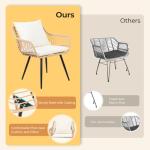 PORWEY 5 Piece Patio Furniture Set, Outdoor Wicker Small Conversation Bistro Set, All-Weather PE Rattan Chairs with Ottoman & Coffee Table, Ideal for Balcony Porch Deck Yard Poolside (Yellow/Beige)