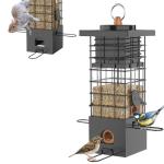 KRUOO Metal Squirrel Proof Bird Feeder for Outdoors Hanging,Wild Bird Feeders for Outside, 2.5 lb Capacity