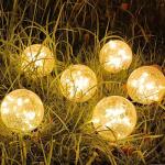SyouHome Solar Garden Lights Outdoor Waterproof, 6 Pack LEDs Cracked Glass Ball Light, Ground Landscape Garden Decor, Solar Globe Decorative for Pathway/Patio/Lawn/Yard, 3.9"