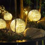 SyouHome Solar Garden Lights Outdoor Waterproof, 6 Pack LEDs Cracked Glass Ball Light, Ground Landscape Garden Decor, Solar Globe Decorative for Pathway/Patio/Lawn/Yard, 3.9"