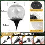 SyouHome Solar Garden Lights Outdoor Waterproof, 6 Pack LEDs Cracked Glass Ball Light, Ground Landscape Garden Decor, Solar Globe Decorative for Pathway/Patio/Lawn/Yard, 3.9"