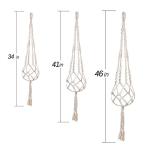 MIPON 3 Pack Macrame Plant Hanger Indoor Hanging Planter for Plants Holder with 3 Hooks,46"/41"/34" Size for Boho Home Decor,Ivory(POTS NOT Included)